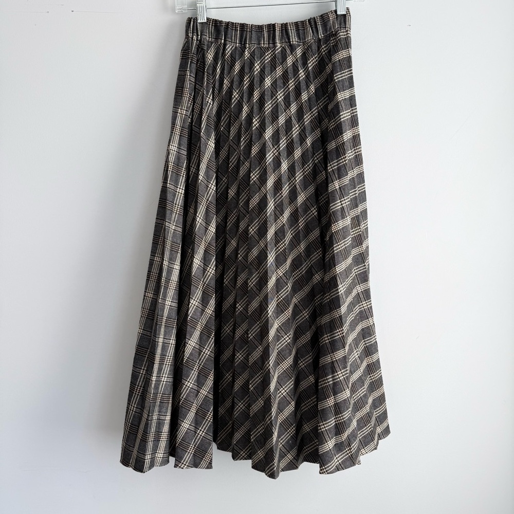 The Row Plaid Wool A-Line Midi Skirt S High Waist Pleated Quiet Luxury Academia - Picture 12 of 16